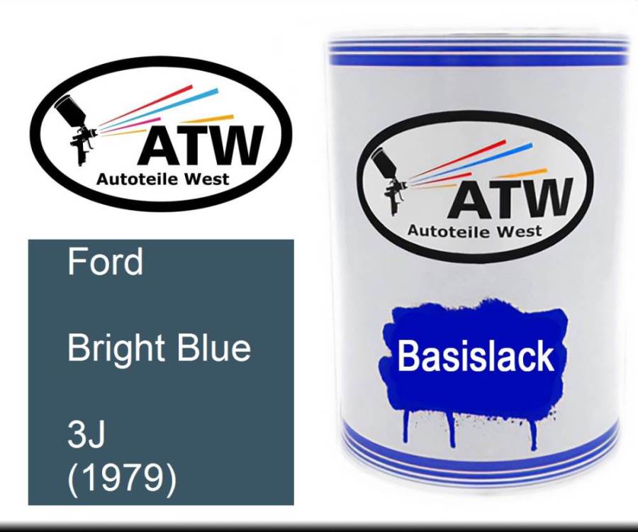 Ford, Bright Blue, 3J (1979): 500ml Lackdose, von ATW Autoteile West.